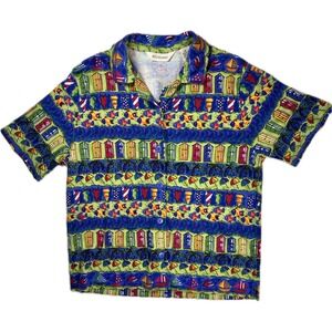 Vintage Bechamel Shirt M Hawaiian Beach Sailboat Fish Cabana 90s Camp Button Up